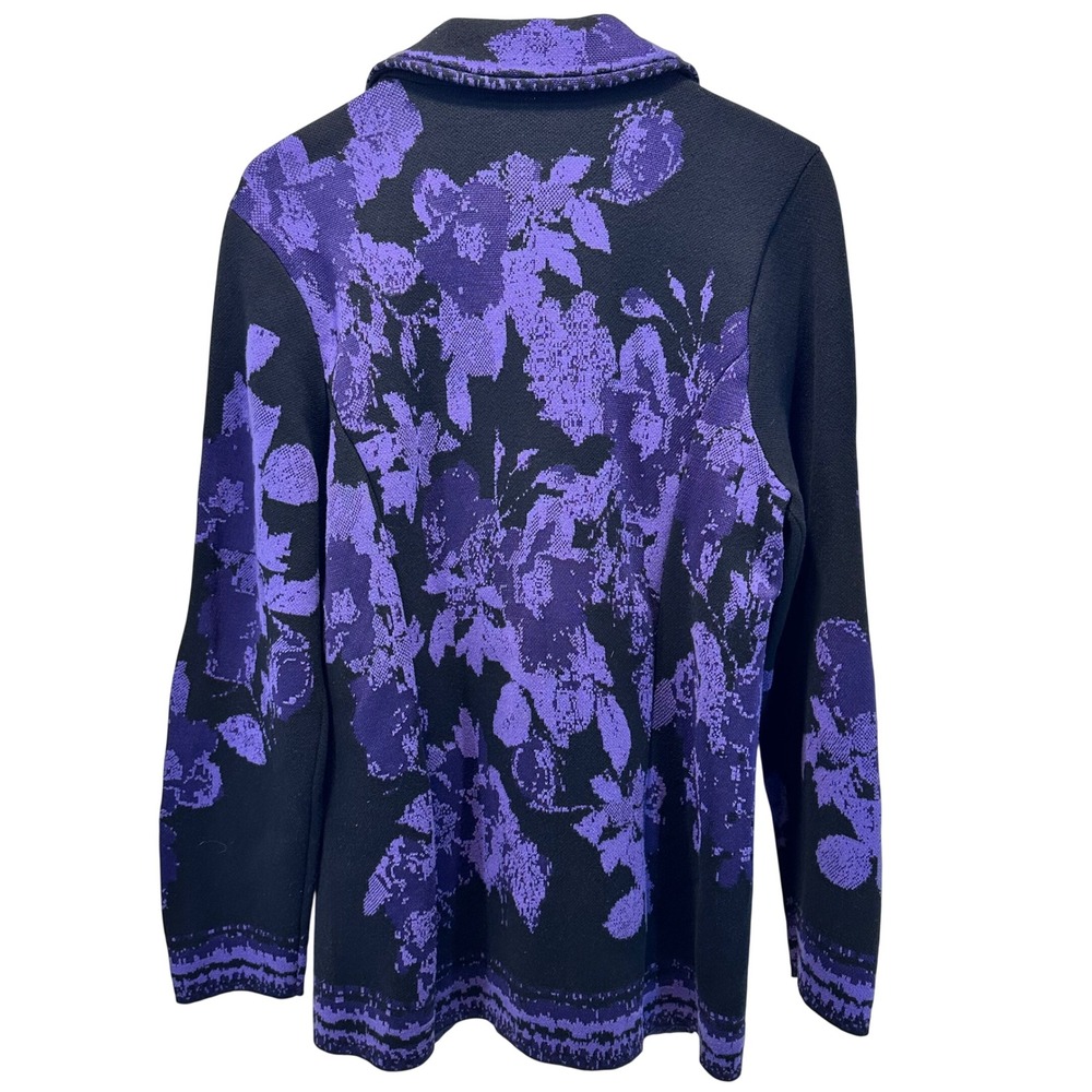 Chicos Double Breasted Knit Blazer‎ Cardigan Jacket Women's 2 Floral - Picture 2 of 10